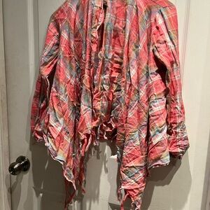 Colorful Plaid Ruffled Shrug